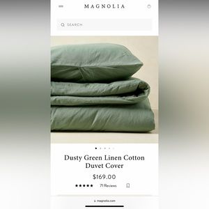 Magnolia Home Dusty Green Linen Cotton Duvet and Shams - King